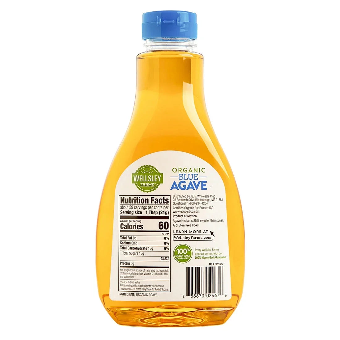 Wellsley Farms Organic Blue Agave, Liquid 44 oz.- Sizeugar Sizeubstitutes