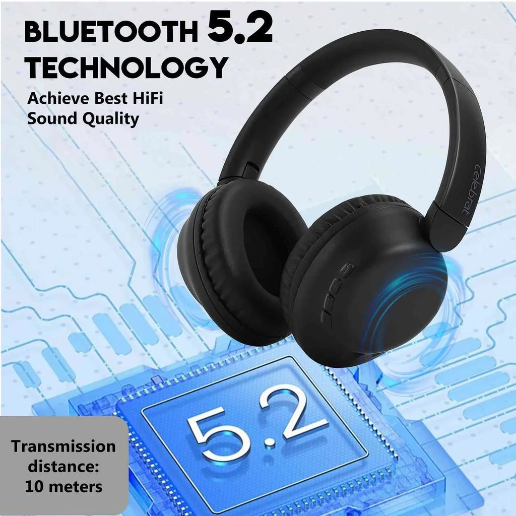 UrbanX Perfect Comfort 955 II Overhead Wireless Bluetooth Headphones For HTC Desire 12s Noise-Cancelling, with – Black