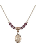 18-Inch Hamilton Gold Plated Necklace with 4mm Purple February Birth Month Sizetone Beads and Sizeaint Kieran Charm
