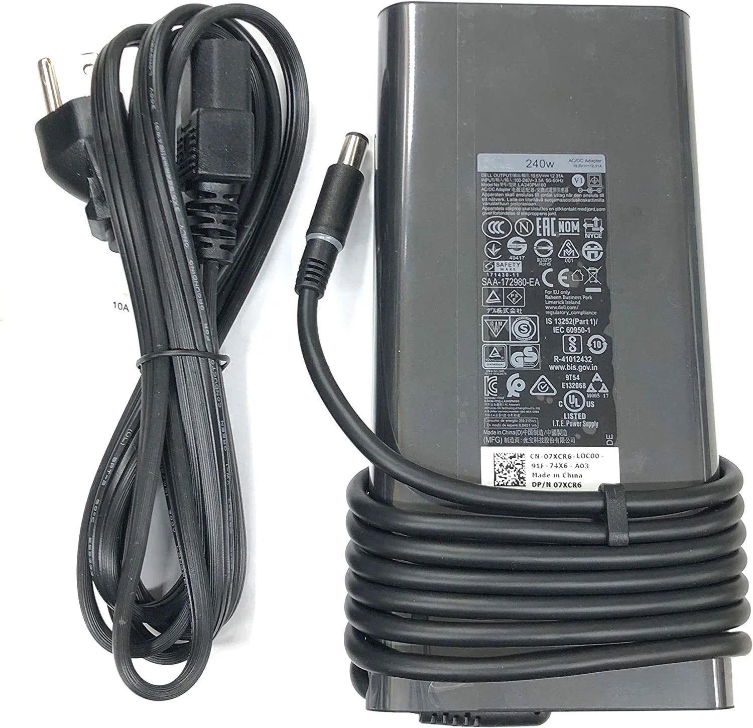 240W 19.5V 12.3A AC Adapter with Power Cord for Dell Alienware M17 7.4 * 5.0mm Charger