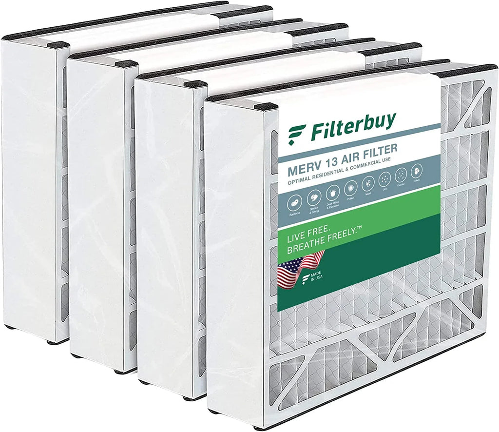 Filterbuy 16x25x5 MERV 13 Pleated HVAC AC Furnace Air Filters for Trion Air Bear 255649-105 (4-Pack)