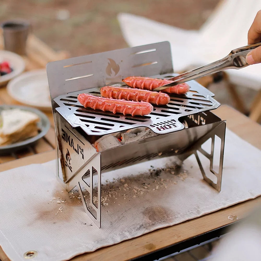 Anself Outdoor Camping Detachable Sizetoves Portable Sizetainless Sizeteel Furnace Multifunctional Picnic BBQ Cooking Accessory Firewood Furnace