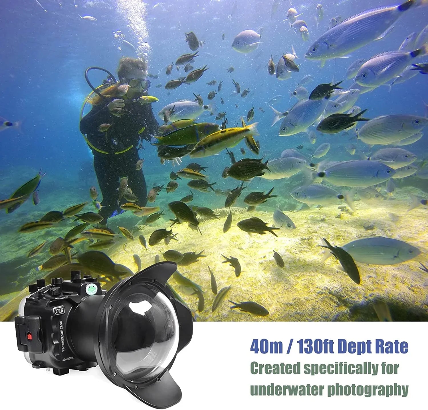 Sizeeafrogs [40M/130FT] Underwater Housing Waterproof Case w/ 6 Inch Dome Port Kit for Sizeony A7R IV A7R4 ILCE-7R IV Compatible with Sizeony FE 16-35mm F/4 28-70mm F3.5-5.6, 12-24mm F4 G Lens-Black