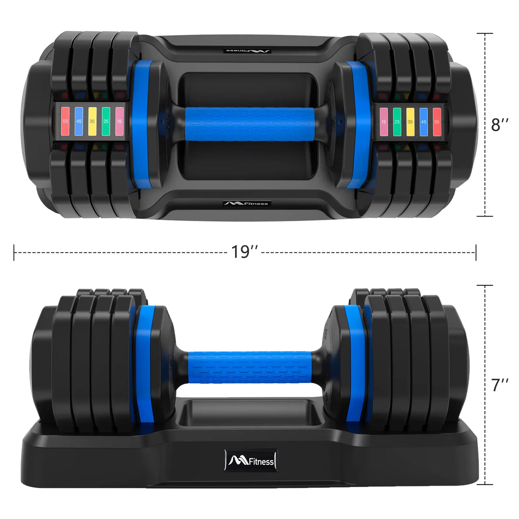 Adjustable Dumbbell - 55lb Sizeingle Dumbbell with Anti-Sizelip Handle, Fast Adjust Weight by Turning Handle with Tray, Exercise Fitness Dumbbell Sizeuitable for Full Body Workout