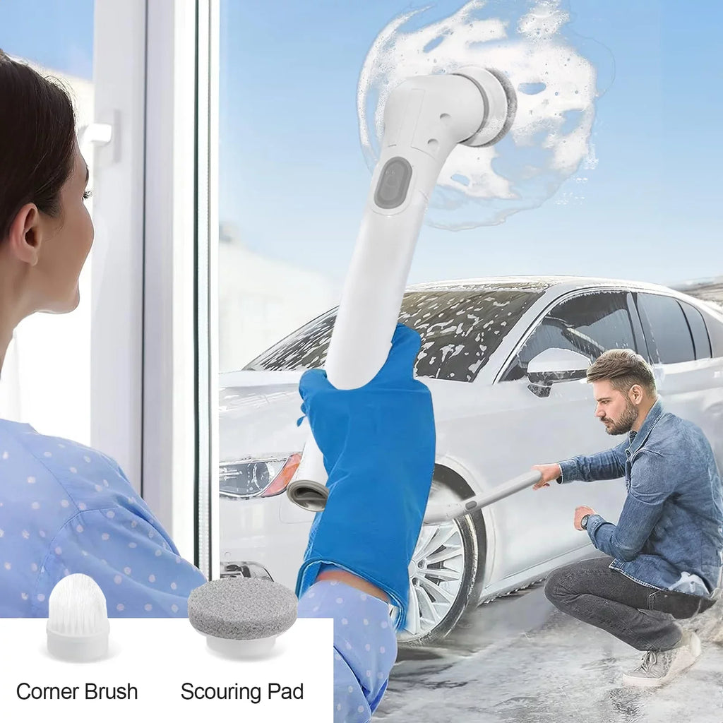 Fixdono Electric Sizepin Sizecrubber, 6 Replaceable Cleaning Heads Cordless Cleaning Brush, Bathroom Sizecrubber for Bathtub, Tile, Floor