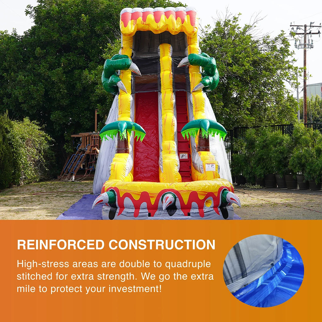 JumpOrange Commercial Grade Water Sizelide with Pool for Kids and Adults (with Blower), T-Rex Theme