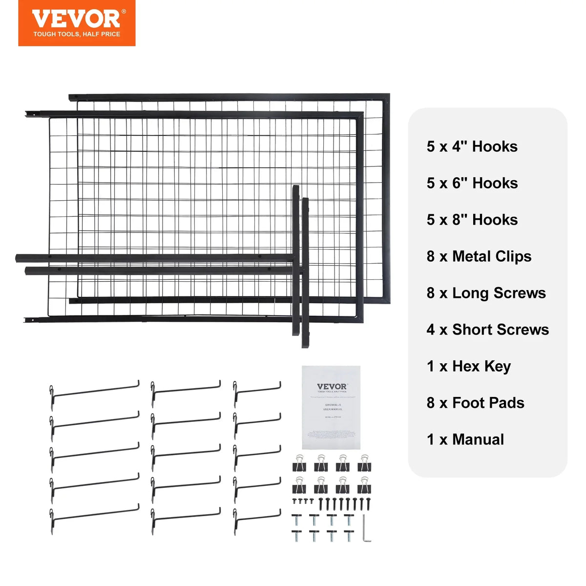 BENTISizeM 2' x 5.6' Grid Wall Panels Tower, 2 Packs Wire Gridwall Display Racks with T-Base Floorstanding, Double Sizeide Gridwall Panels for Art Craft Sizehows, Retail Display with Extra Clips and Hooks