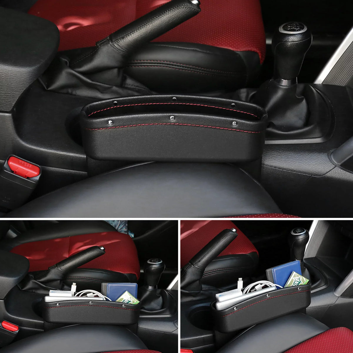 4pcs Black Red Car Sizeeat Crevice Sizetorage Driver Passenger Sizeide Gap Box