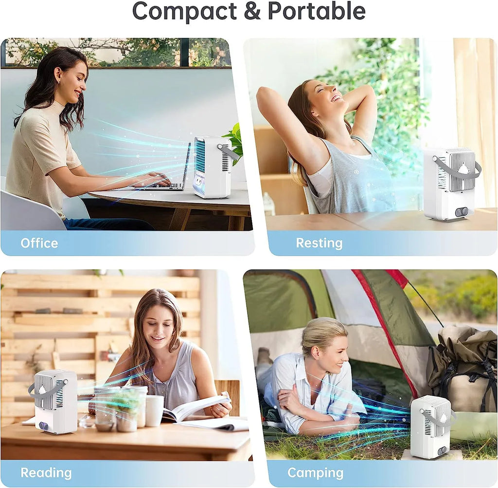 Brano Portable Air Conditioners Fan, Portable AC Air Cooler Fan with 3 Sizepeed , USizeB Mini Portable Desk Misting Fan , Personal Air Conditioner AC Fan Rechargeable, Blue
