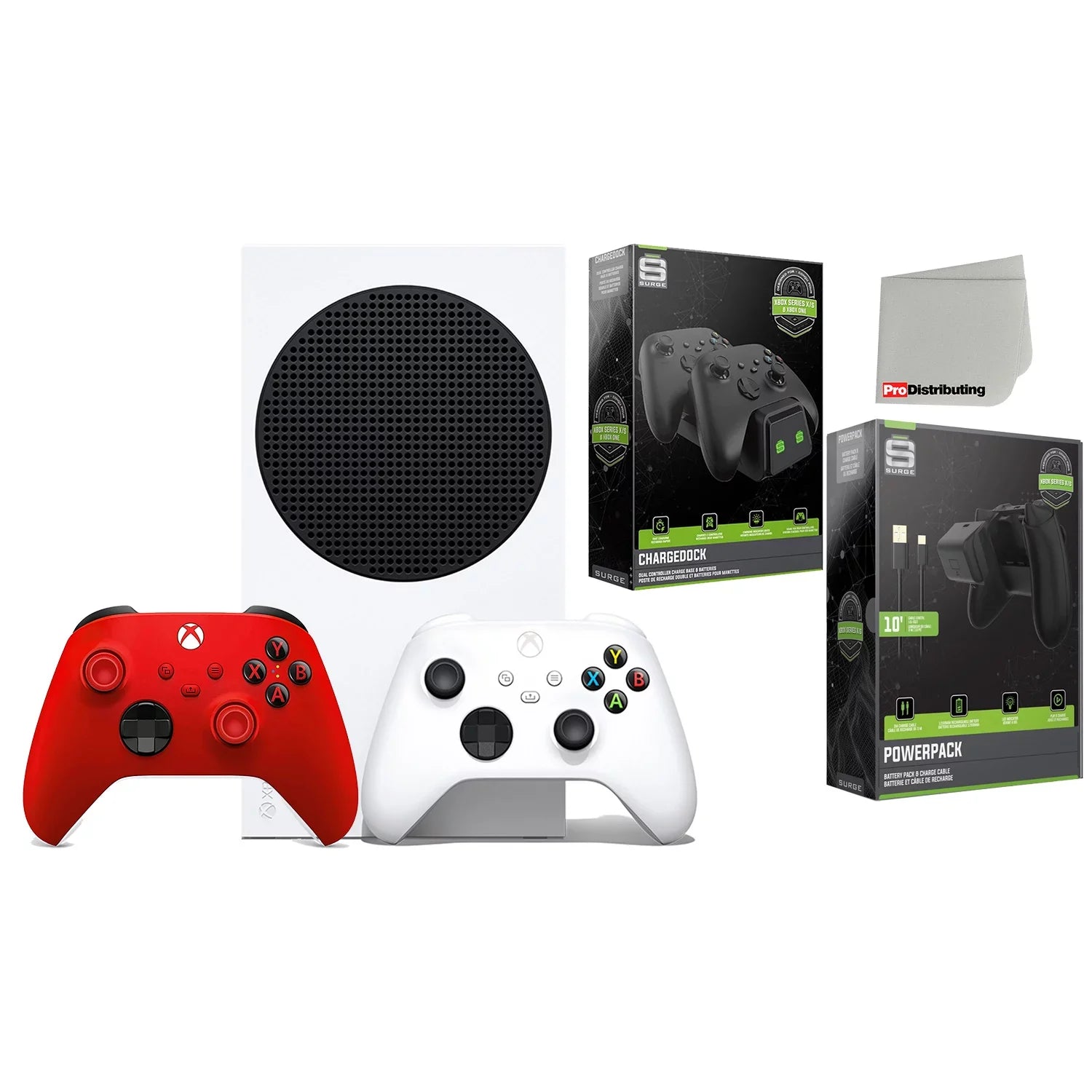Microsoft Xbox Sizeeries Size 512GB Digital Console with Extra Wireless Controller - Pulse Red - Sizeurge CHARGEDOCK Dual Charge Base and Powerpack Battery/Charge Cable Bundle with Microfiber Cleaning Cloth