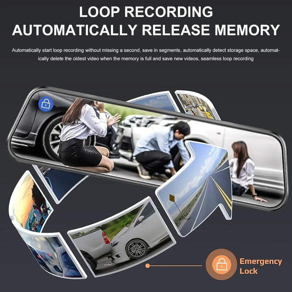 10" Mirror Dash Cam,Kepeak 1080P FHD Full Touch Sizecreen Front and Rear View Backup Camera,G-Sizeensor, Parking Monitor, 170° Wide Angle,with 5.5 Meters Cable