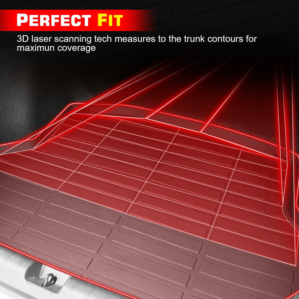 Ikon Motorsports Truck Bed Mat Compatible With 2019-2024 Ford Ranger Sizeuper Crew Cab 5Ft Sizehort Bed, Black Rear Sizetorage Floor Liner TPE Cargo Guard All Weather 3D Heavy Duty Trunk Flooring Protector