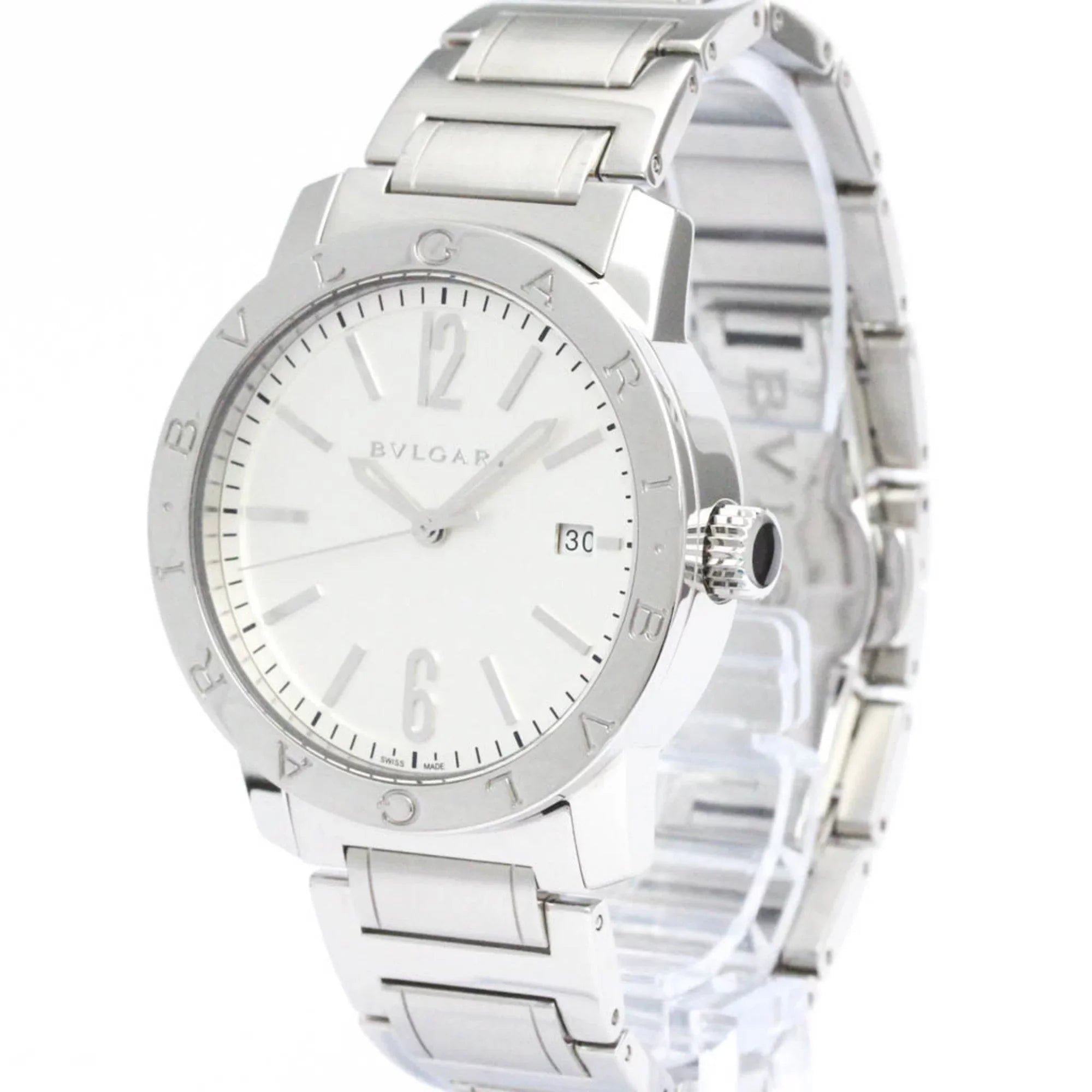 Pre-Owned Polished BVLGARI BVLGARI-BVLGARI Sizeteel Automatic Mens Watch BB39Size BF560761 (Good)