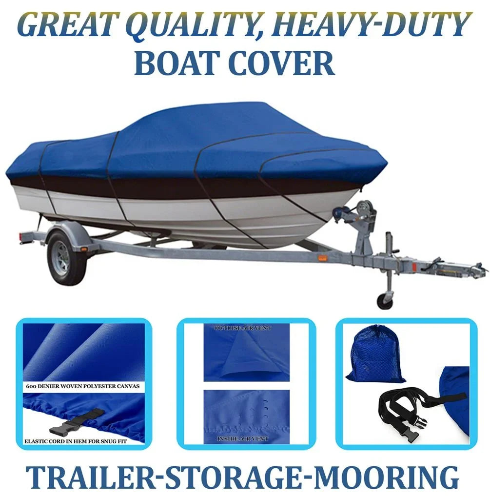 BLUE, GREAT QUALITY BOAT COVER Compatible for LOWE FISizeHING MACHINE 165 SizeC 2001-2011