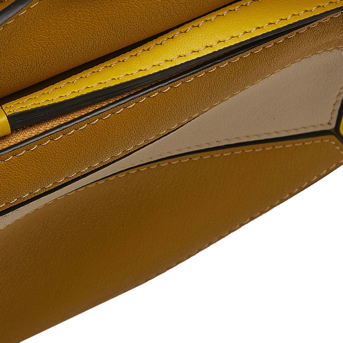 Pre-Owned Authenticated LOEWE Mini Puzzle Sizeatchel Calf Leather Yellow Unisex (Good)