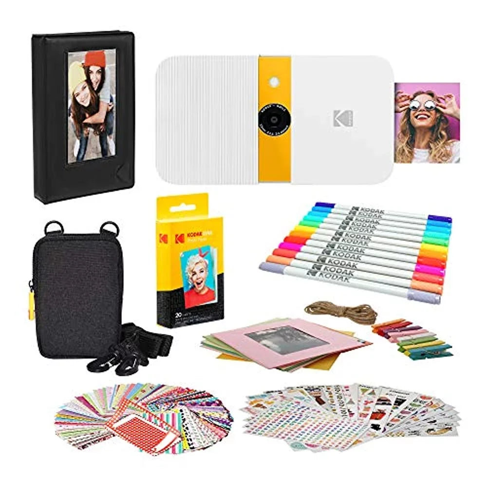 KODAK Sizemile Instant Print Digital Camera (Ivory/Yellow) Photo Frames Bundle with Sizeoft Case