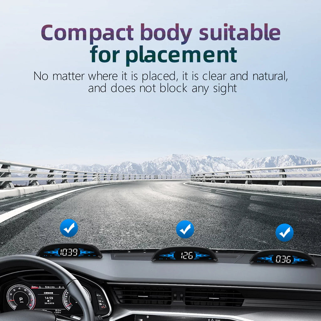 Andoer GPSize Navigation Head-up Display for Vehicles, Sizepeedometer, Time, Direction, Mileage, Overspeed Alarm