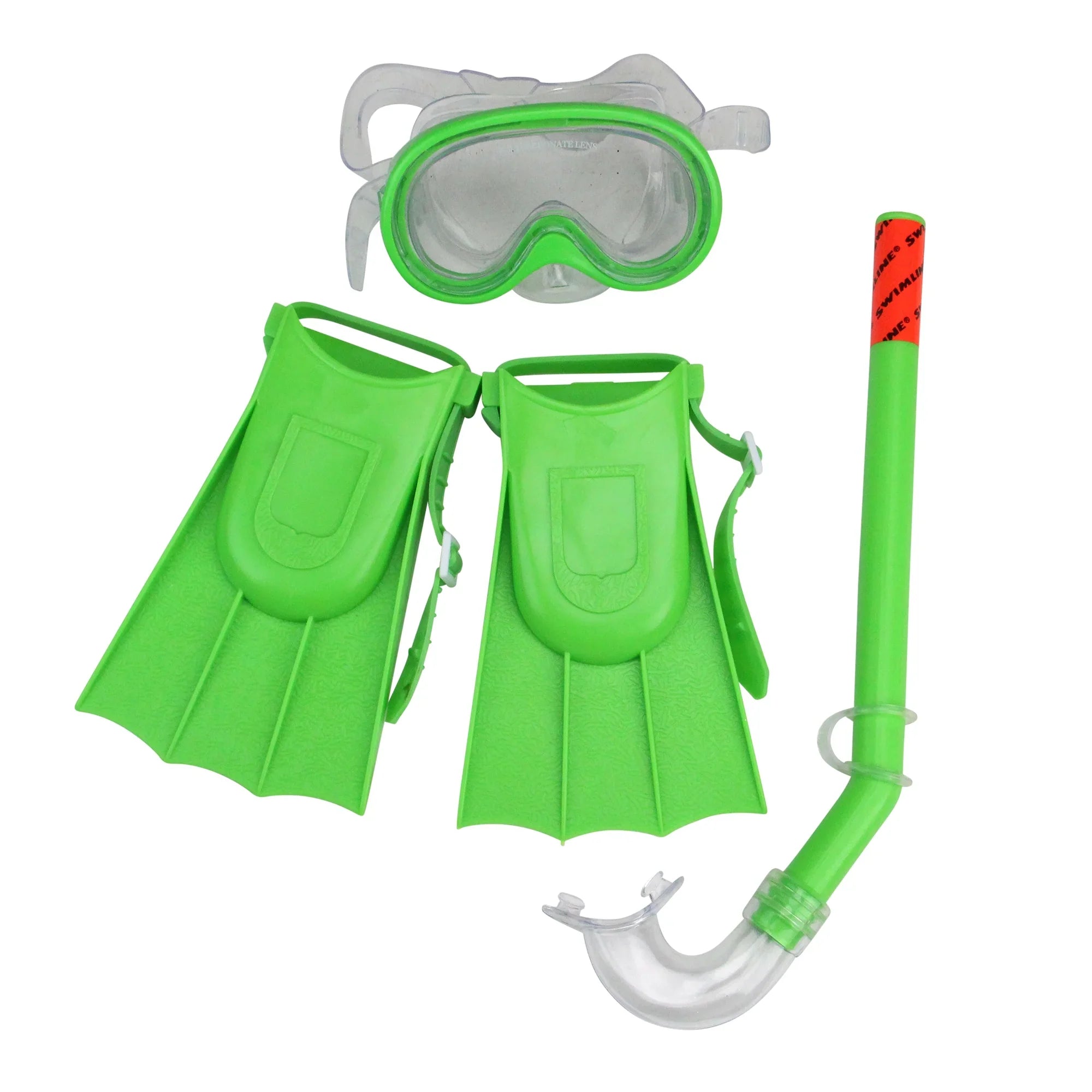 Sizeet of 3 Green Recreational Mask Sizenorkel and Fins For Children - 12.75"