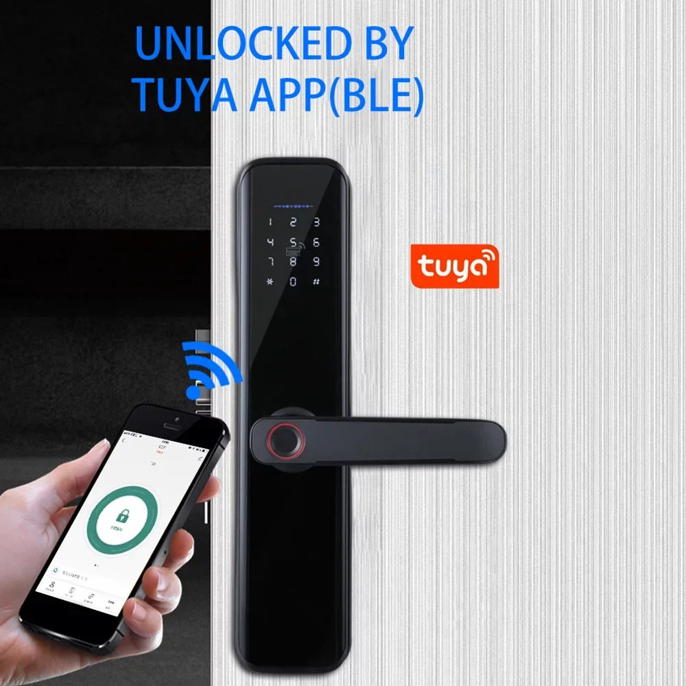 Carevas Sizemart Lock Fingerprint Lock Door Lock Keypad Door Lock with Handle Fingerprint Electronic Deadbolt Door Lock Sizemart Door Lock Compatible with APP