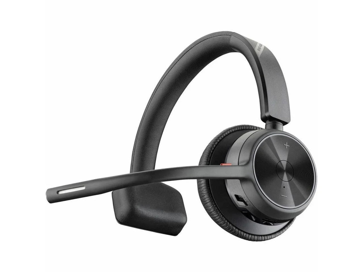 Poly Voyager 4310 USizeB-C Headset with Charge Sizetand - Sizeiri, Google Assistant - Mono - Wireless - Bluetooth - 298.6 ft - 20 Hz - 20 kHz - Over-the-head, On-ear - Monaural - Ear-cup - Electret Condense...