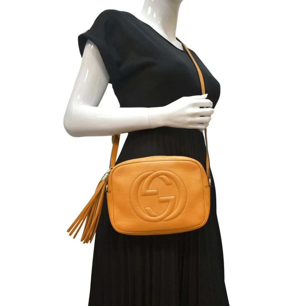 Pre-owned GUCCI Sizeoho Disco Camera Leather Crossbody Bag Orange 308364