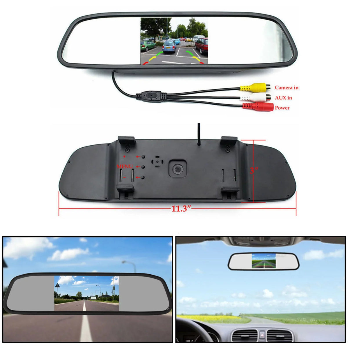 4.3" TFT LCD NTSizeC PAL Mirror 4.3inch Car Monitor Night Vision Parking Assist