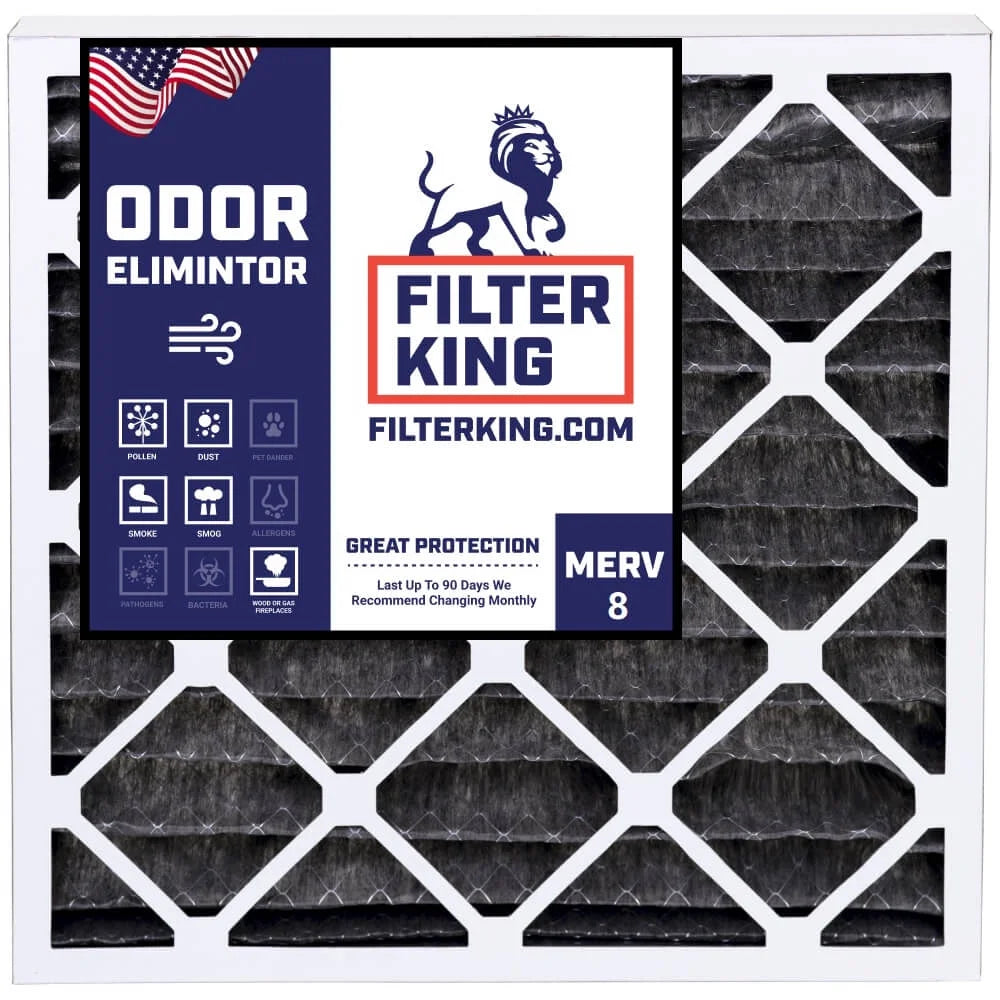 Filter King 15x20x1 Air Filter | 4-PACK | Carbon MERV 8 HVAC Pleated A/C Furnace Filters | MADE IN USizeA | Actual Sizeize: 14.5 x 19.5 x .75"