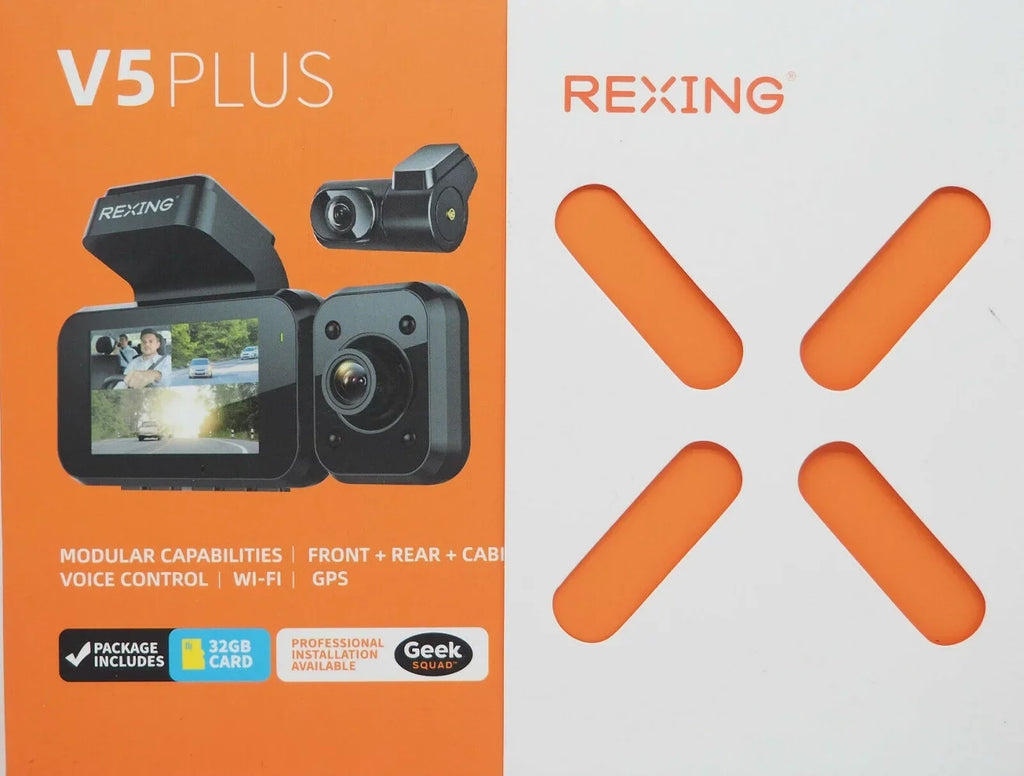 Rexing V5 Plus 3-Channel 4K Dash Cam 3" LCD Voice Control, Wi-Fi, GPSize with Adhesive Mount - Black BBYV5PLUSize