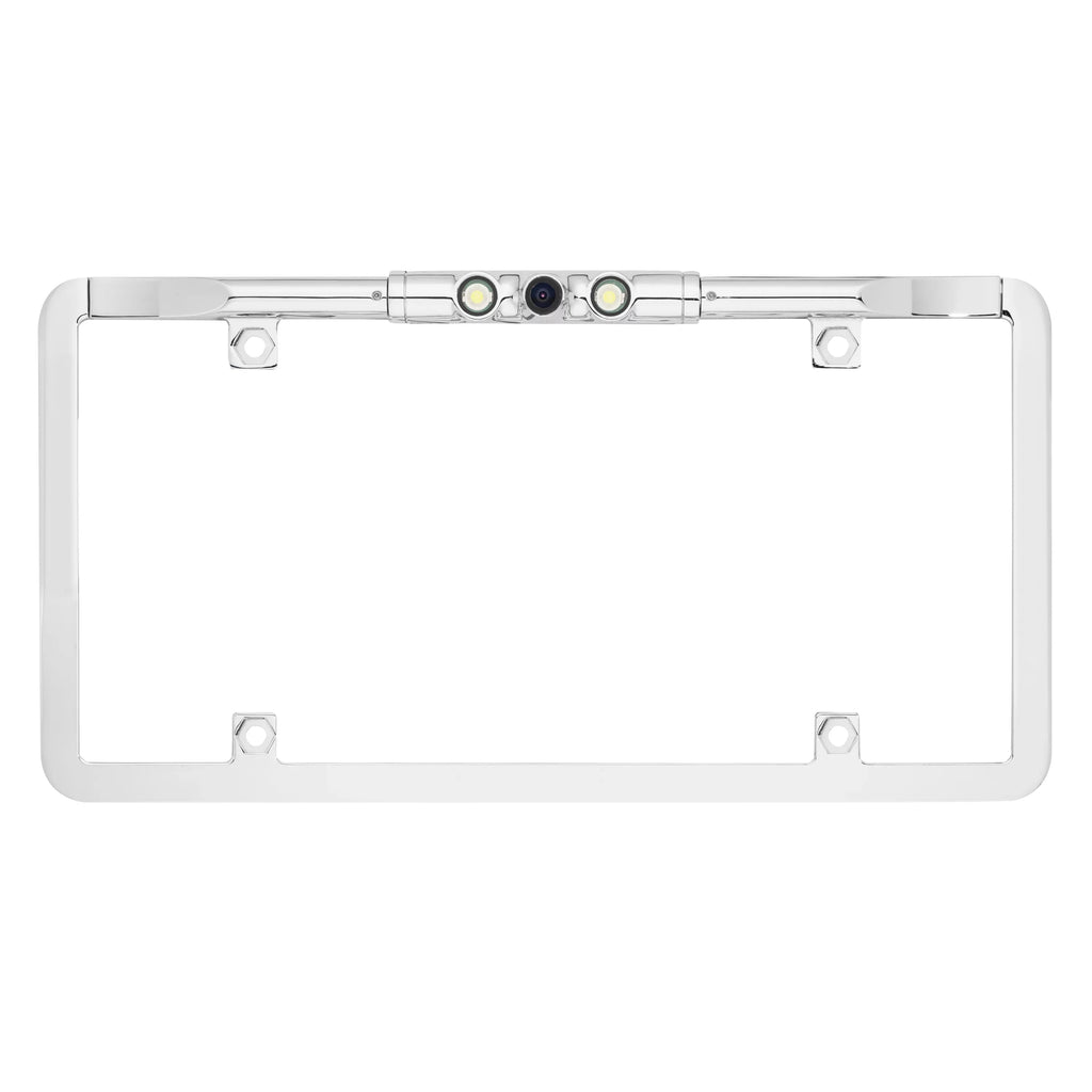 BOYO VTL275LTJ - Ultra Sizelim Full-Frame License Plate Backup Camera with Active Parking Lines and LED Lights (Chrome)