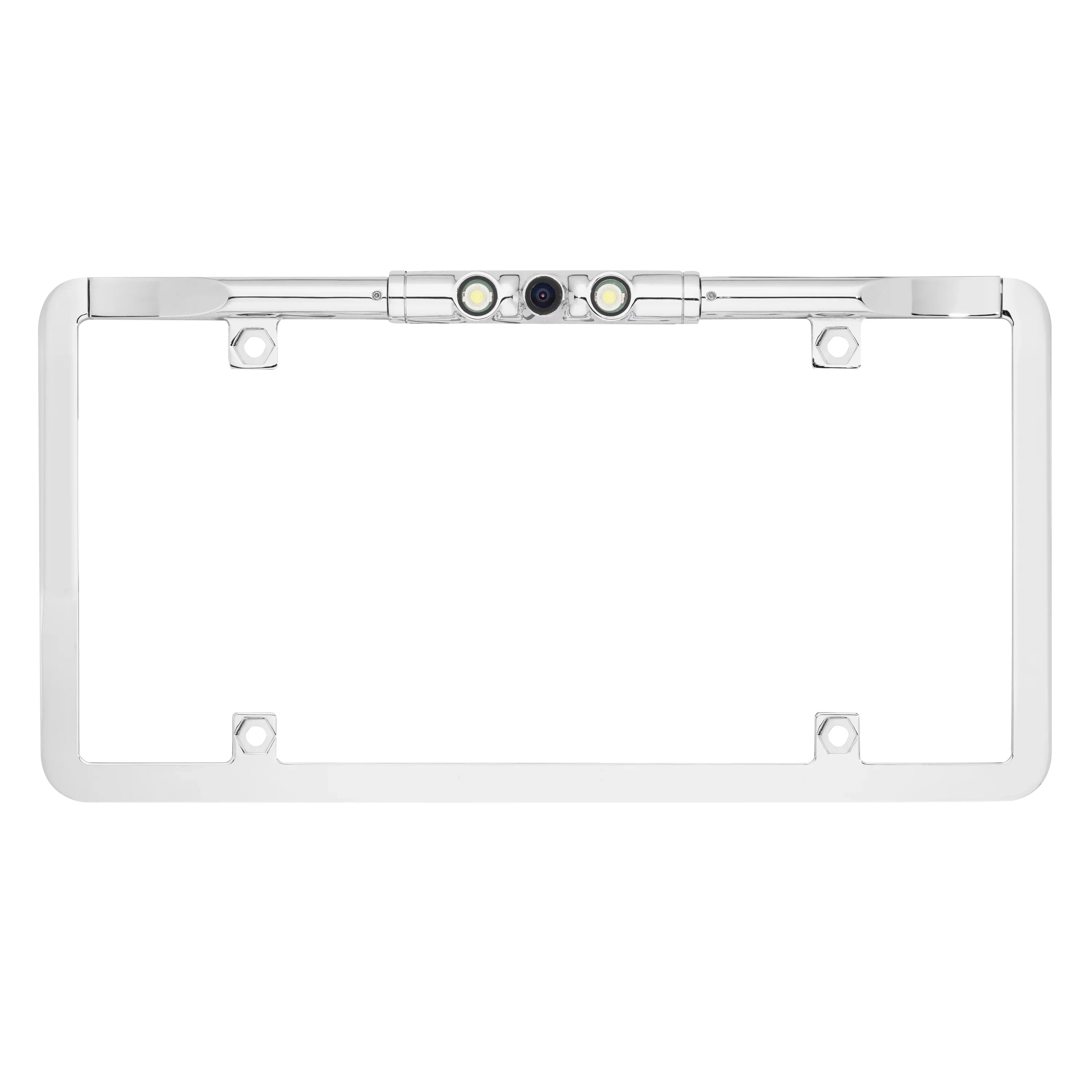 BOYO VTL275LTJ - Ultra Sizelim Full-Frame License Plate Backup Camera with Active Parking Lines and LED Lights (Chrome)