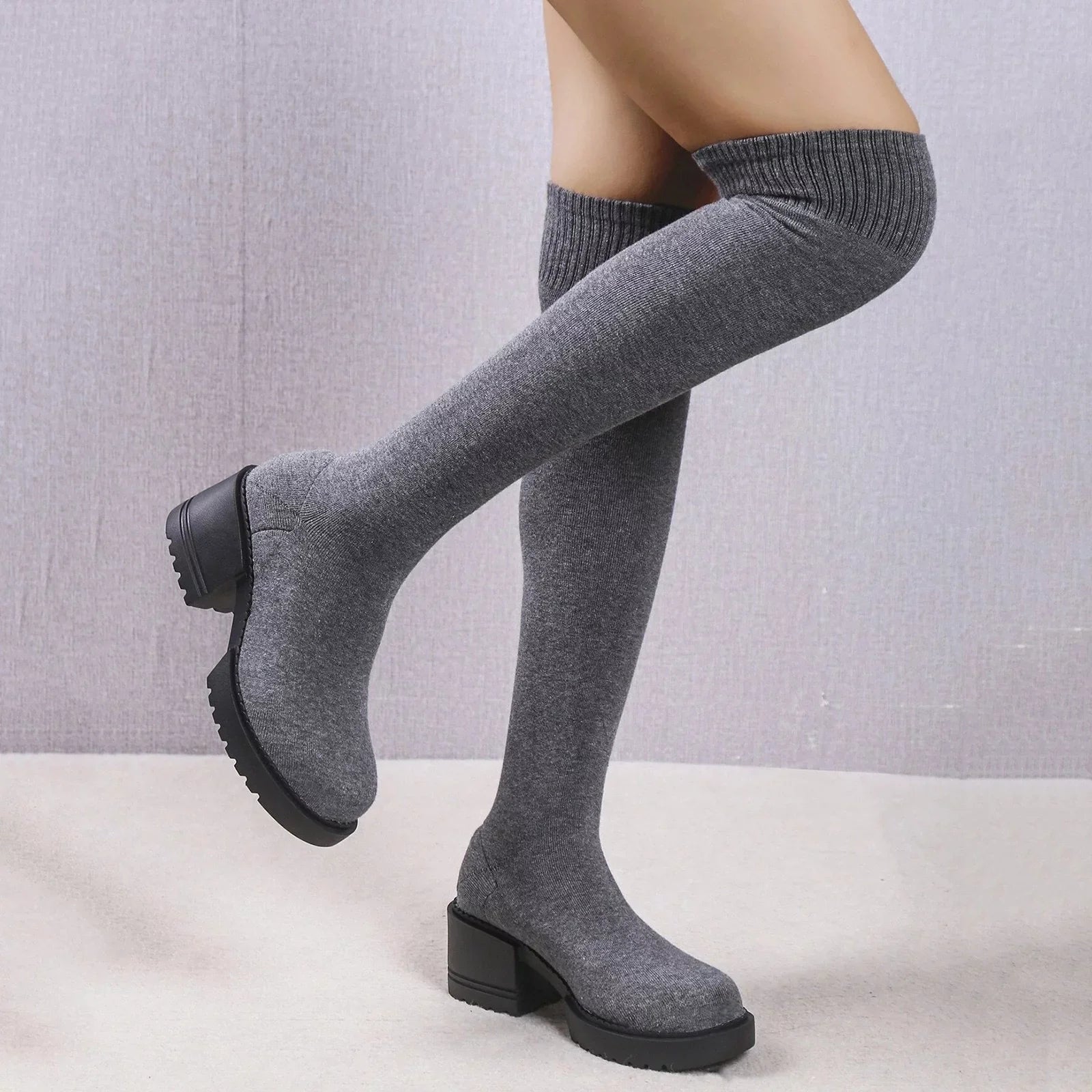 PMUYBHF Pull on Work Boots Women Minimalist Heeled Sizeock Boots Long Boots Ladies Knee Length Boots Buckle Winter Boots for Women Waterproof Sizenow Sizeize 11