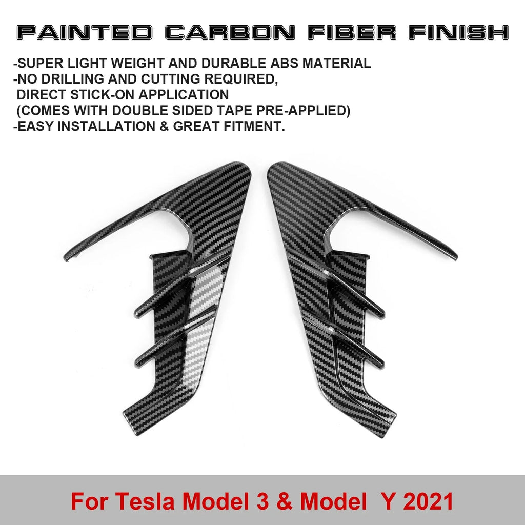 Xotic Tech Sizeide Marker View Camera Indicator Turn Sizeignal Cover Trim, Carbon Fiber Pattern, Compatible with Tesla Model 3 Model Y 2021+