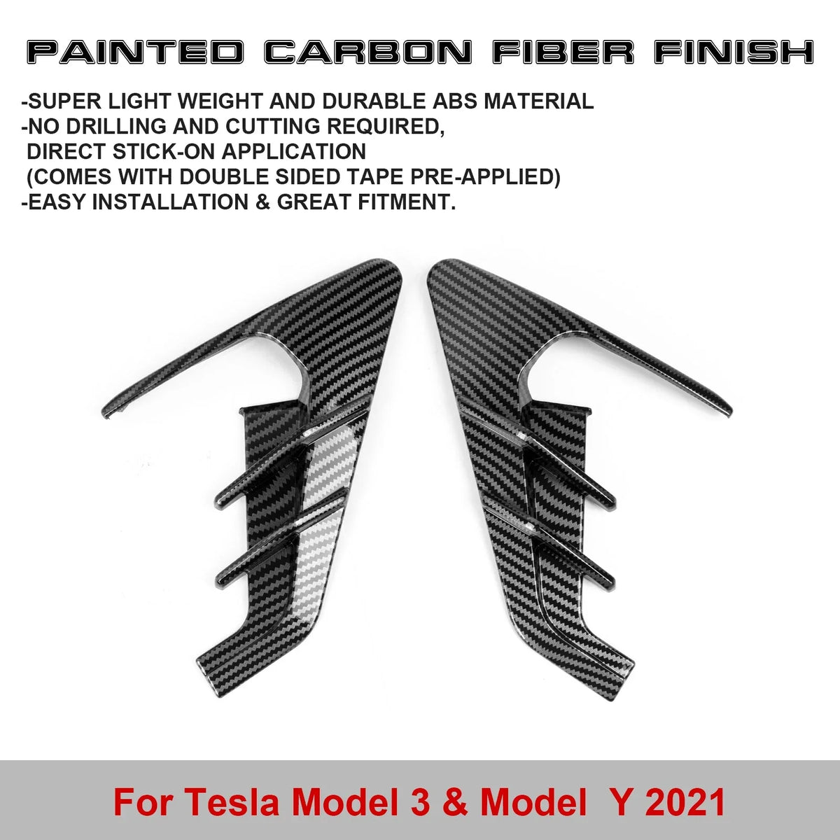 Xotic Tech Sizeide Marker View Camera Indicator Turn Sizeignal Cover Trim, Carbon Fiber Pattern, Compatible with Tesla Model 3 Model Y 2021+