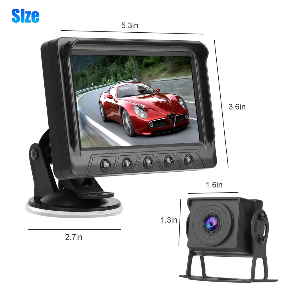 Backup Camera Monitor Kit, TSizeV 1080P Rear View Monitor Reverse Camera Kit with Night Vision, Waterproof