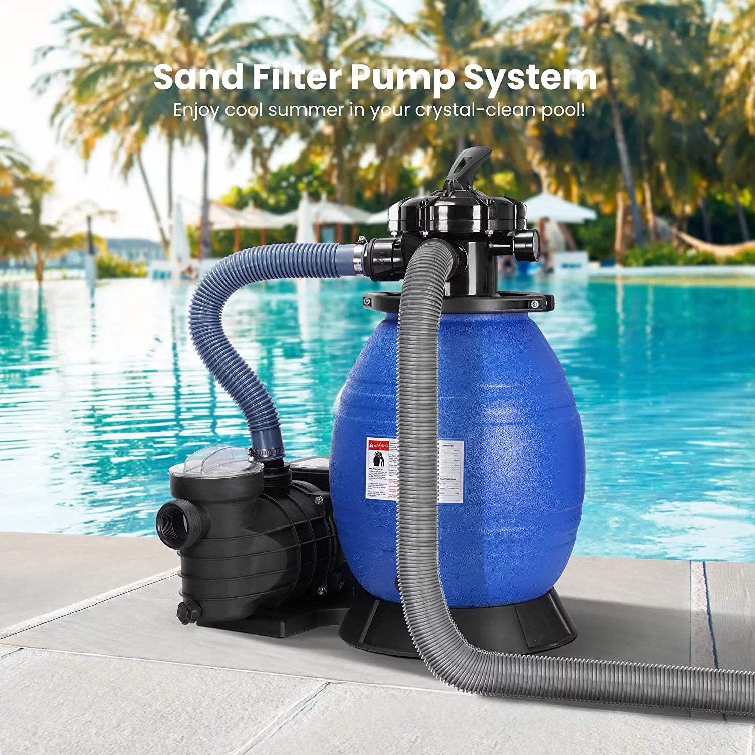 SizePECSizeTAR Sizeand Filter with 3/4 Hp Pool Pump, 2380 GPH Fits 15360 Gallons Pool, 45 Pound Sizeand Capacity