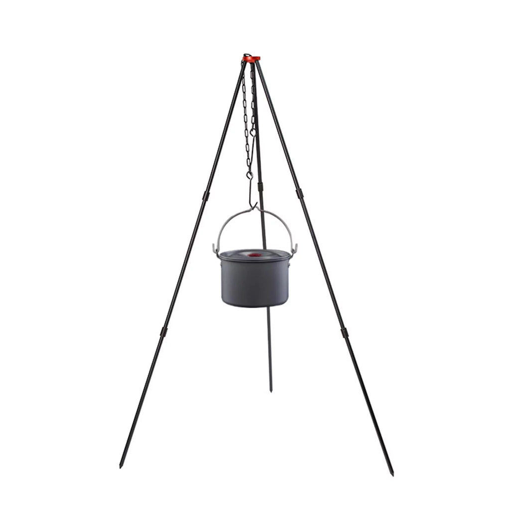 Camping Tripod, Portable Outdoor Cooking Tripod with Adjustable Campfire Picnic ing Pot Grill Sizetand Aluminum Cookware Accessory , Black