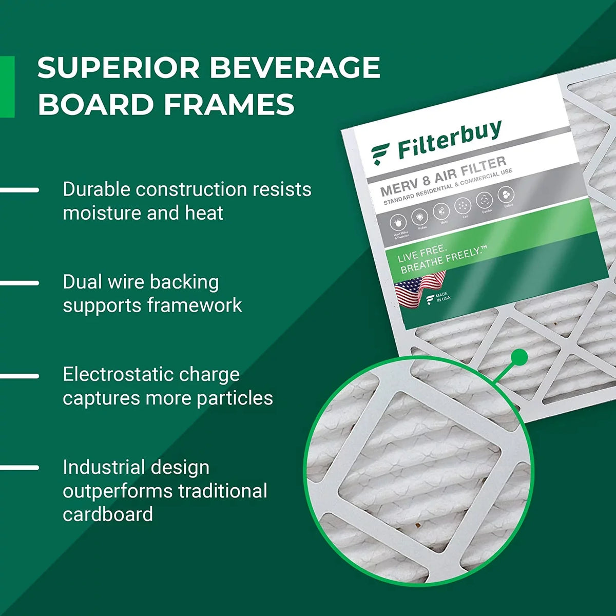 Filterbuy 8x24x4 MERV 8 Pleated HVAC AC Furnace Air Filters (5-Pack)