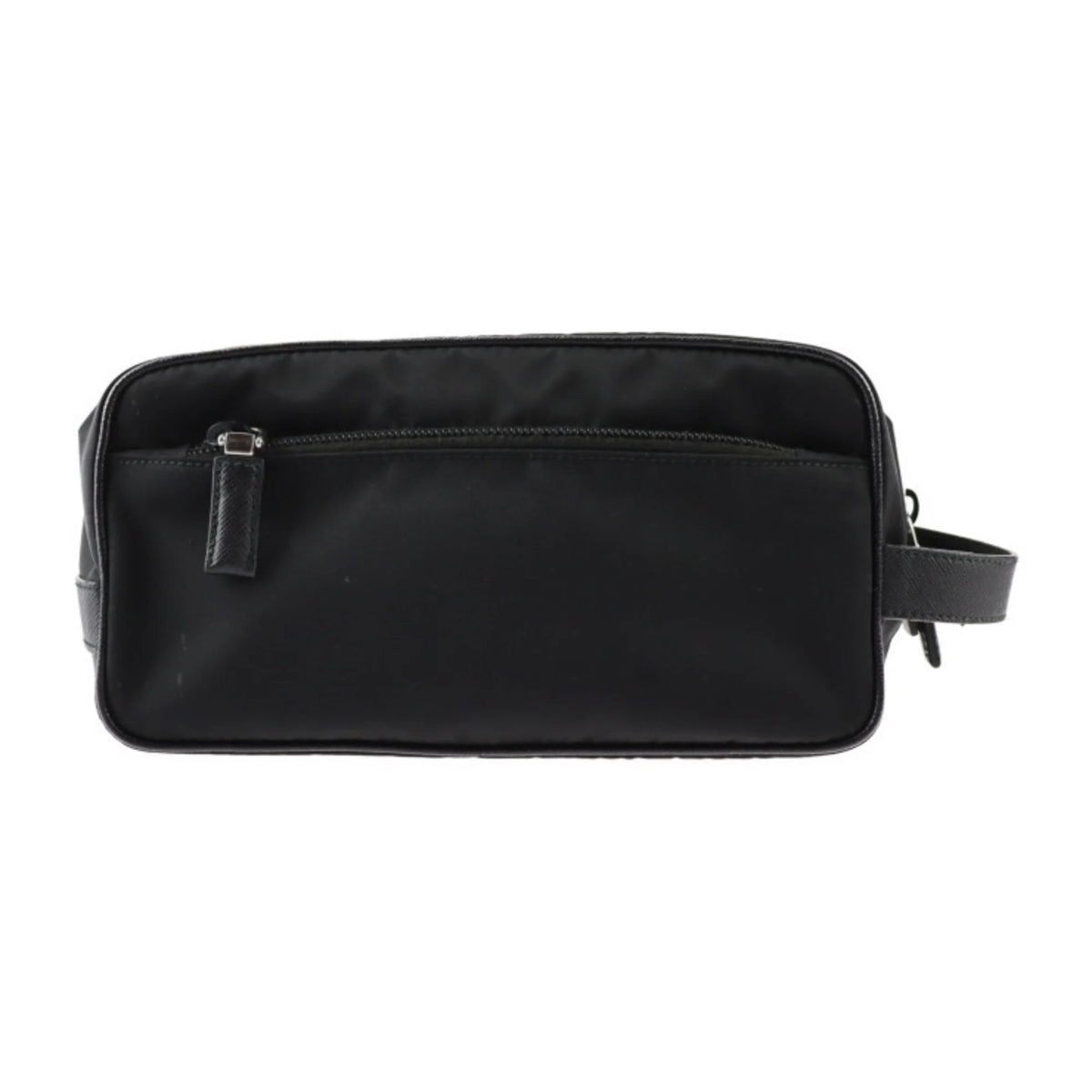 Pre-Owned PRADA Prada second bag 2NA819 nylon leather black silver hardware clutch handbag triangle logo (Good)