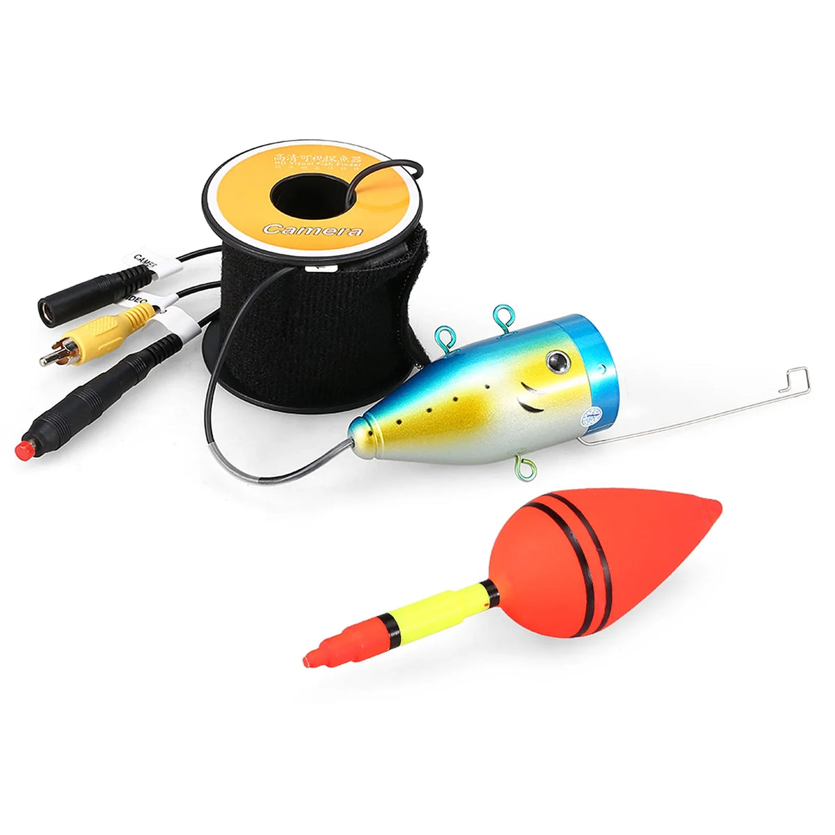 Tomshoo 1200TVL Underwater Fishing 24 LEDs Night Vision Waterproof Fish Sizehape Boat Ice Fishing Accessories with 15m30m50m Cable