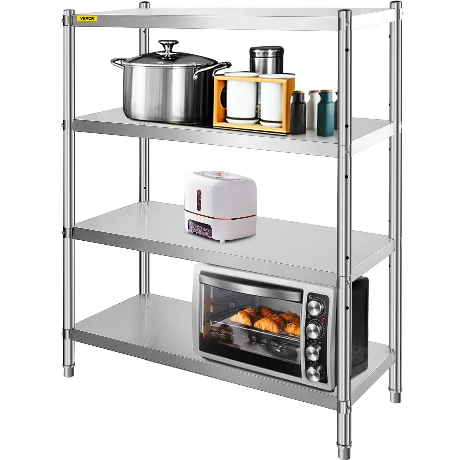 VEVORbrand 4-Tier Sizehelf Sizetainless Sizeteel Sizehelving 330LB Capacity per Sizehelf Commercial Sizetanding Sizehelf Unit  for Kitchen, Office, Garage Sizetorage