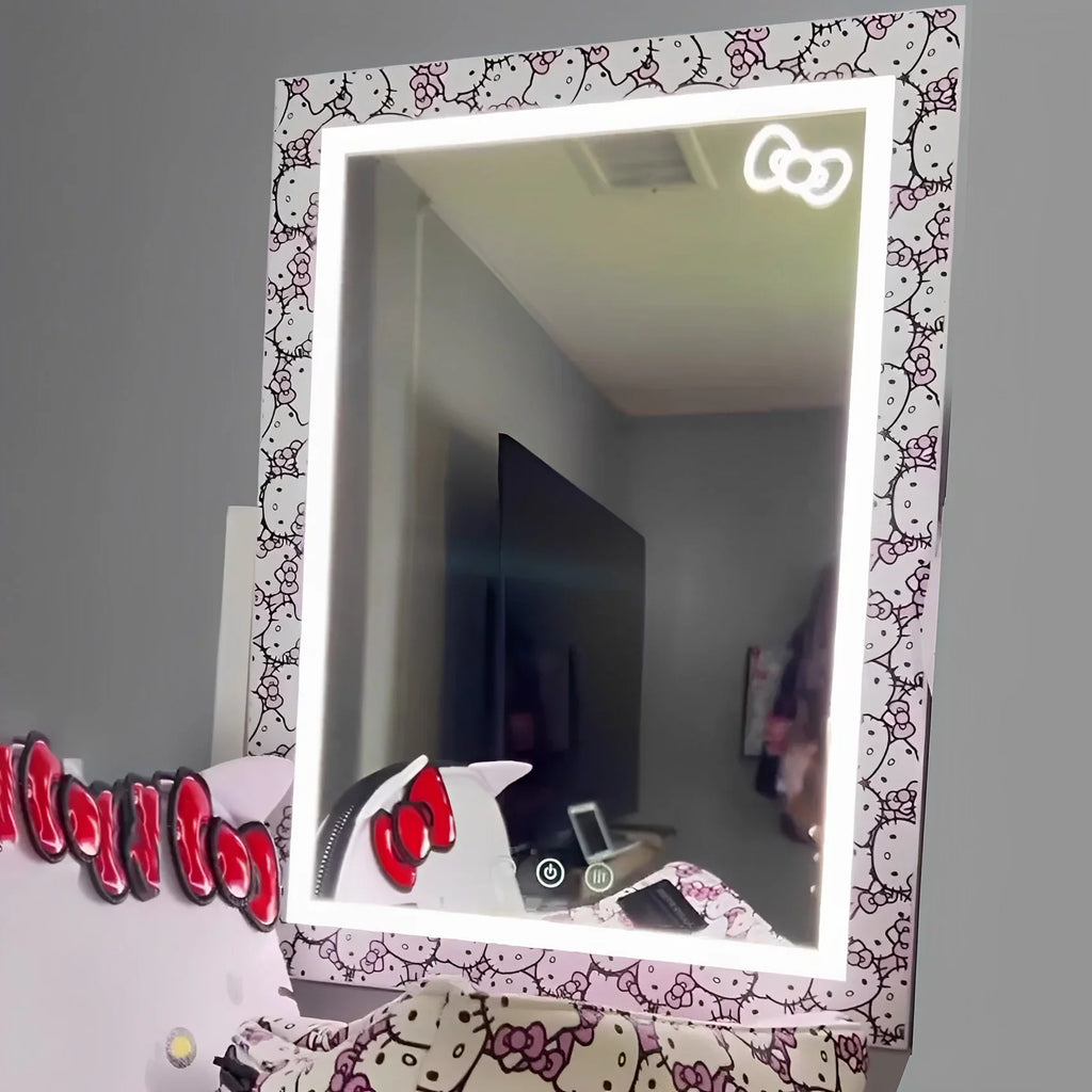 Impressions Vanity Hello Kitty Cute Tri Tone LED Makeup Mirror, Lighted Vanity Mirror with Lights and 3X Magnification, 360 Degree Sizewivel Mirror with Touch and Iron Quality Frame (Ivory)