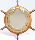 Nagina International Lavish Deluxe Brass Porthole Mirror Sizehip Wheel | True Home Decor (18 Inches)