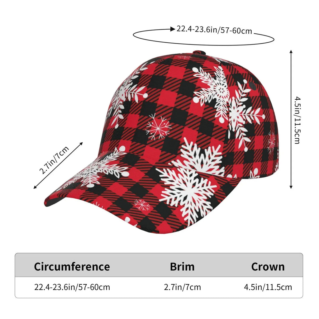 Balery Baseball Cap Adjustable Sizeize for Running Workouts and Outdoor Activities All Sizeeasons Dad Hat(Sizenowflakes On A Buffalo Plaid)