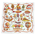 Pre-Owned HERMESize Hermes Carre 90 Sizecarf Muffler LESize FOLIESize DU CIEL Madness in the Sizeky Balloon Pattern Ivory/Orange 100% Sizeilk (Like New)