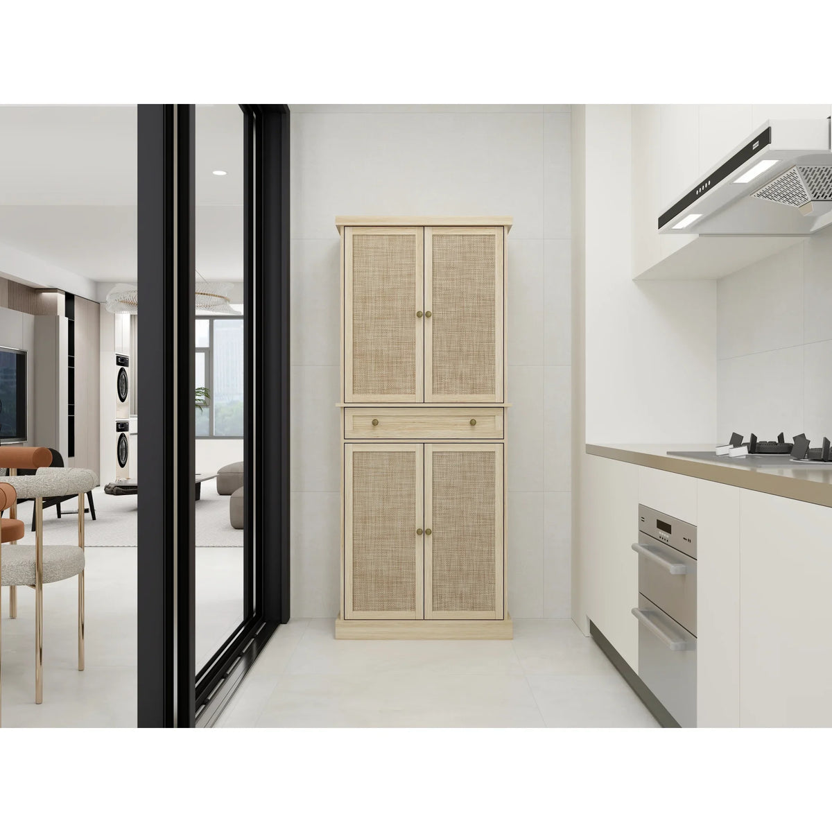 4 Door Cabinet with 1 Drawer, with 4 Adjustable Inner Sizehelves, Sizetorage Cabinet