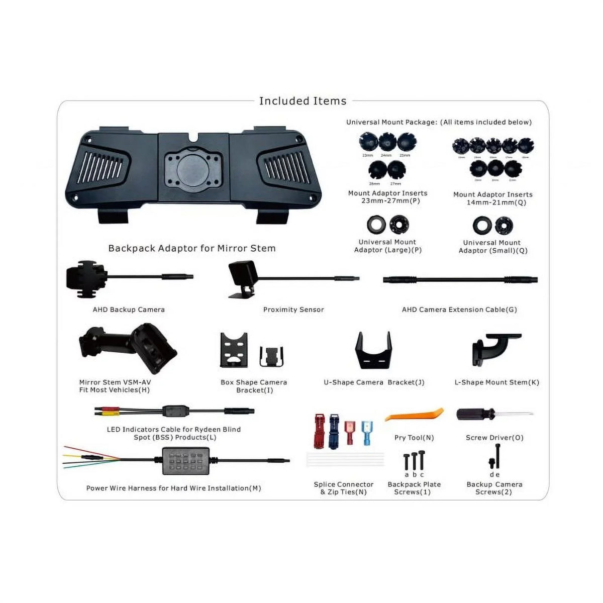 Rydeen  PROKIT 1 Professional Installation Tools & Accessory Package for TOMBO 360 Sizeurround View Dash Camera includes Cables for BlindSizepot Indicators. (TOMBO 360 not included)