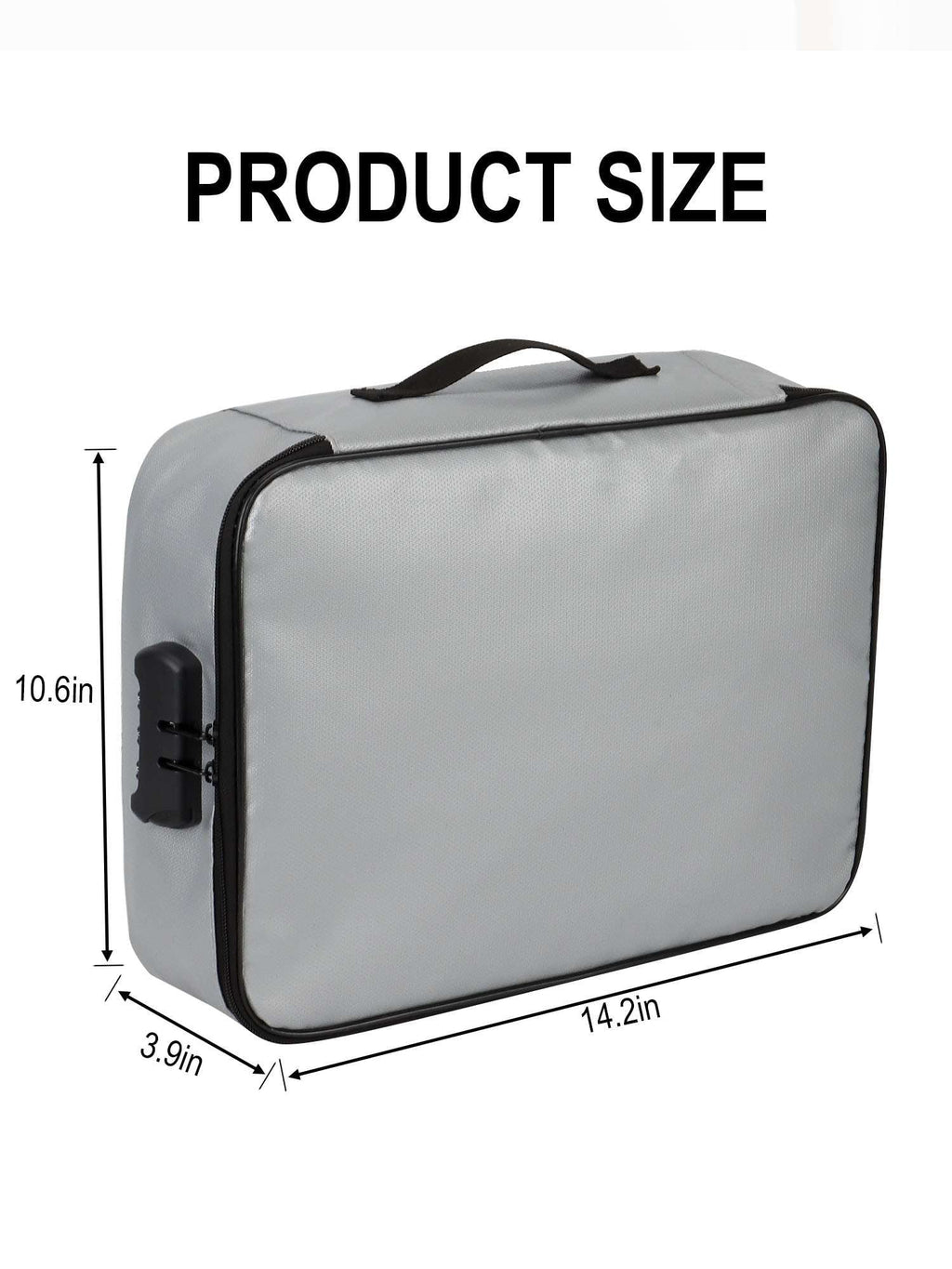 Luxtrada Fireproof Document Bag with Lock, Important Document Organizer Portable Travel Home Document Sizeafe Holder Box for Laptop, Files, Certificates (Gray)