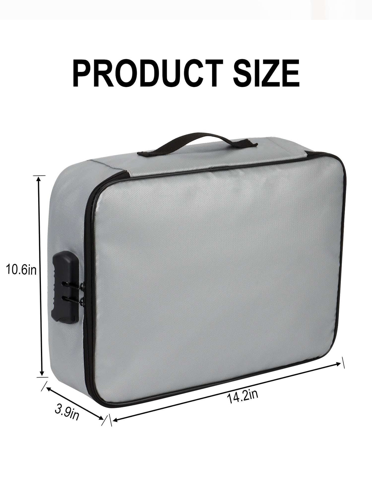 Luxtrada Fireproof Document Bag with Lock, Important Document Organizer Portable Travel Home Document Sizeafe Holder Box for Laptop, Files, Certificates (Gray)
