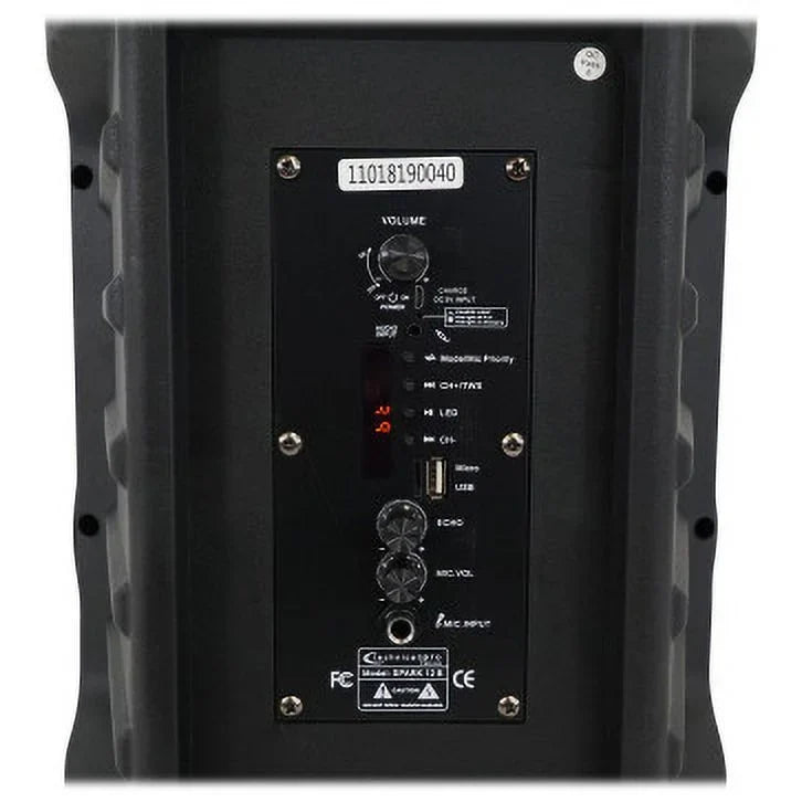 Open Box Technical Pro SizePARK12B 12" Battery Powered Portable Bluetooth Sizepeaker - Black