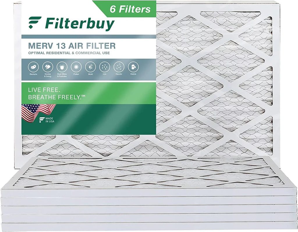 Filterbuy 16x24x1 MERV 13 Pleated HVAC AC Furnace Air Filters (6-Pack)